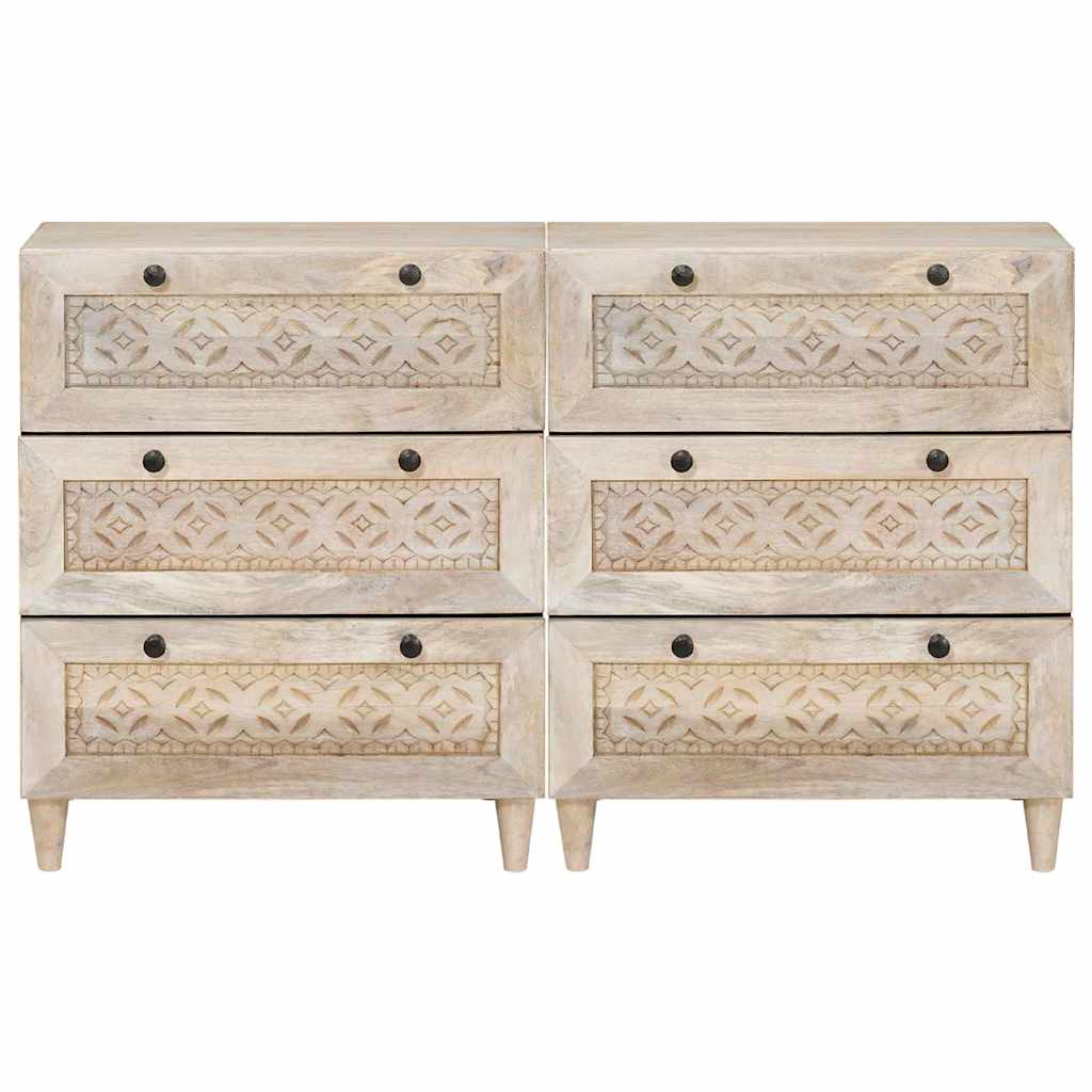 vidaXL Bufet 2 szt. 120 x 33,5 x 75 cm lite drewno mango Biały