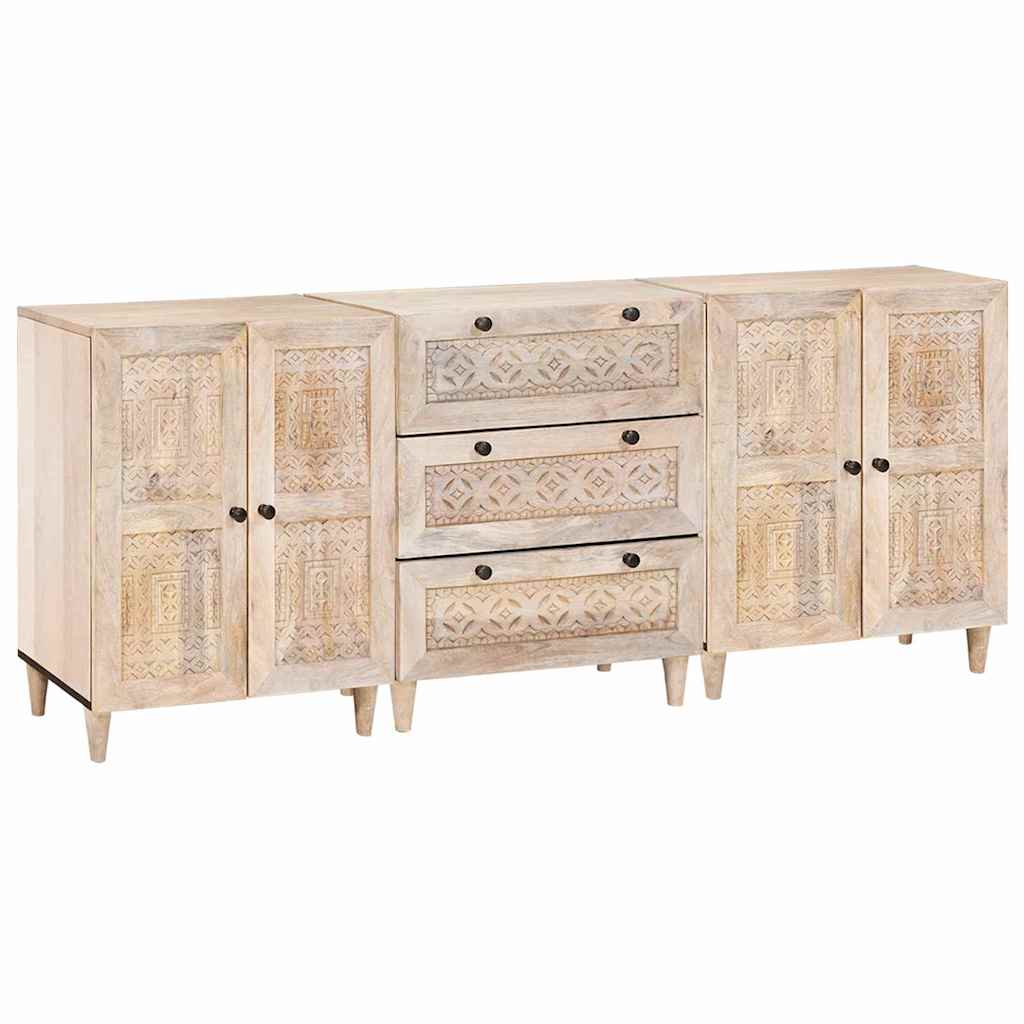 vidaXL Bufet 3 szt. 180 x 33,5 x 75 cm lite drewno mango Biały