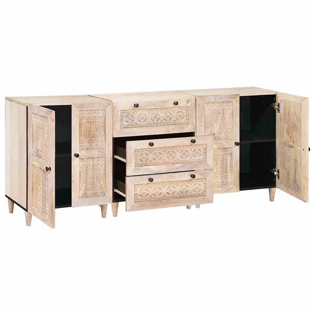vidaXL Bufet 3 szt. 180 x 33,5 x 75 cm lite drewno mango Biały