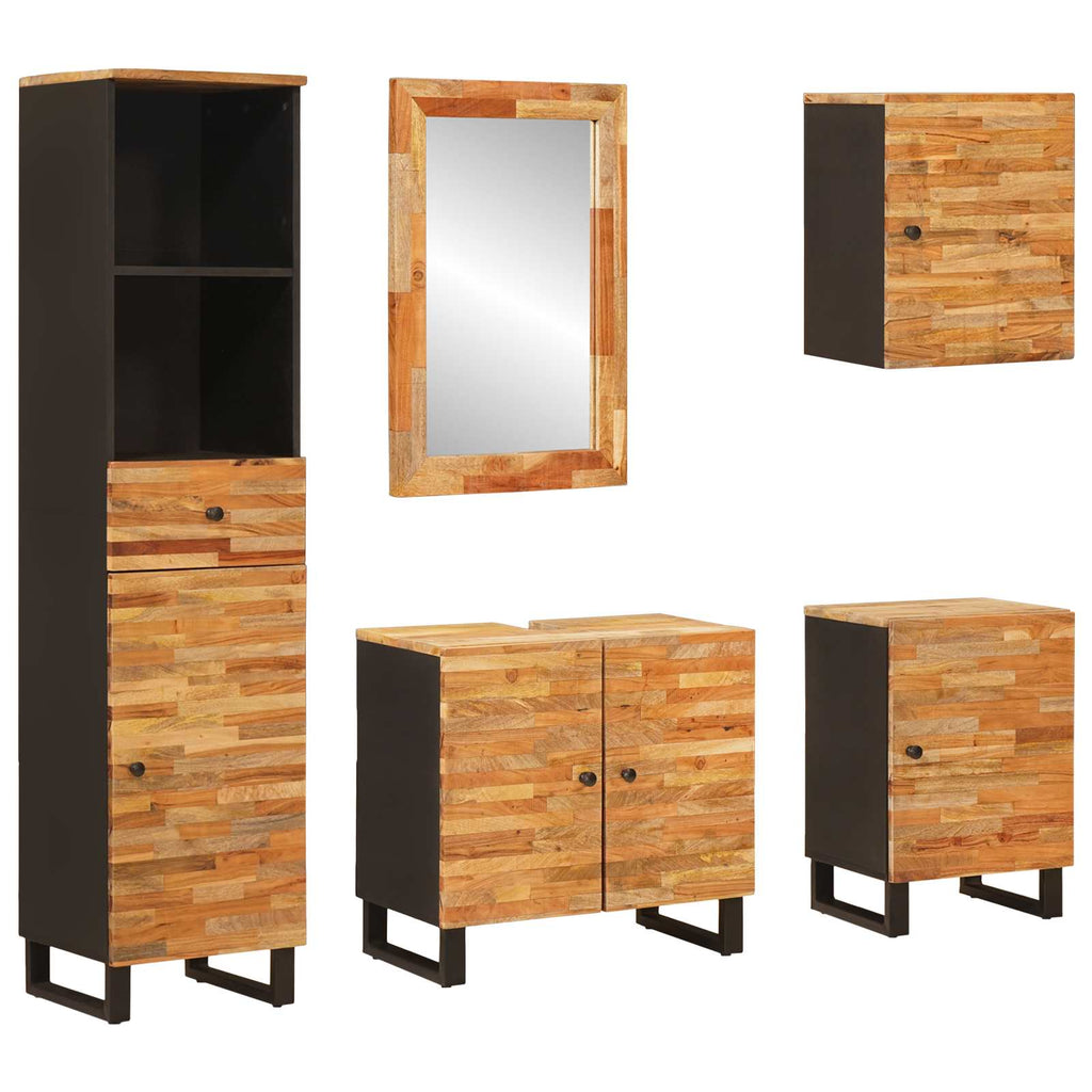 vidaXL Zestawy łazienkowe z szufladą 5 pcs Naturalny Drewno z mango