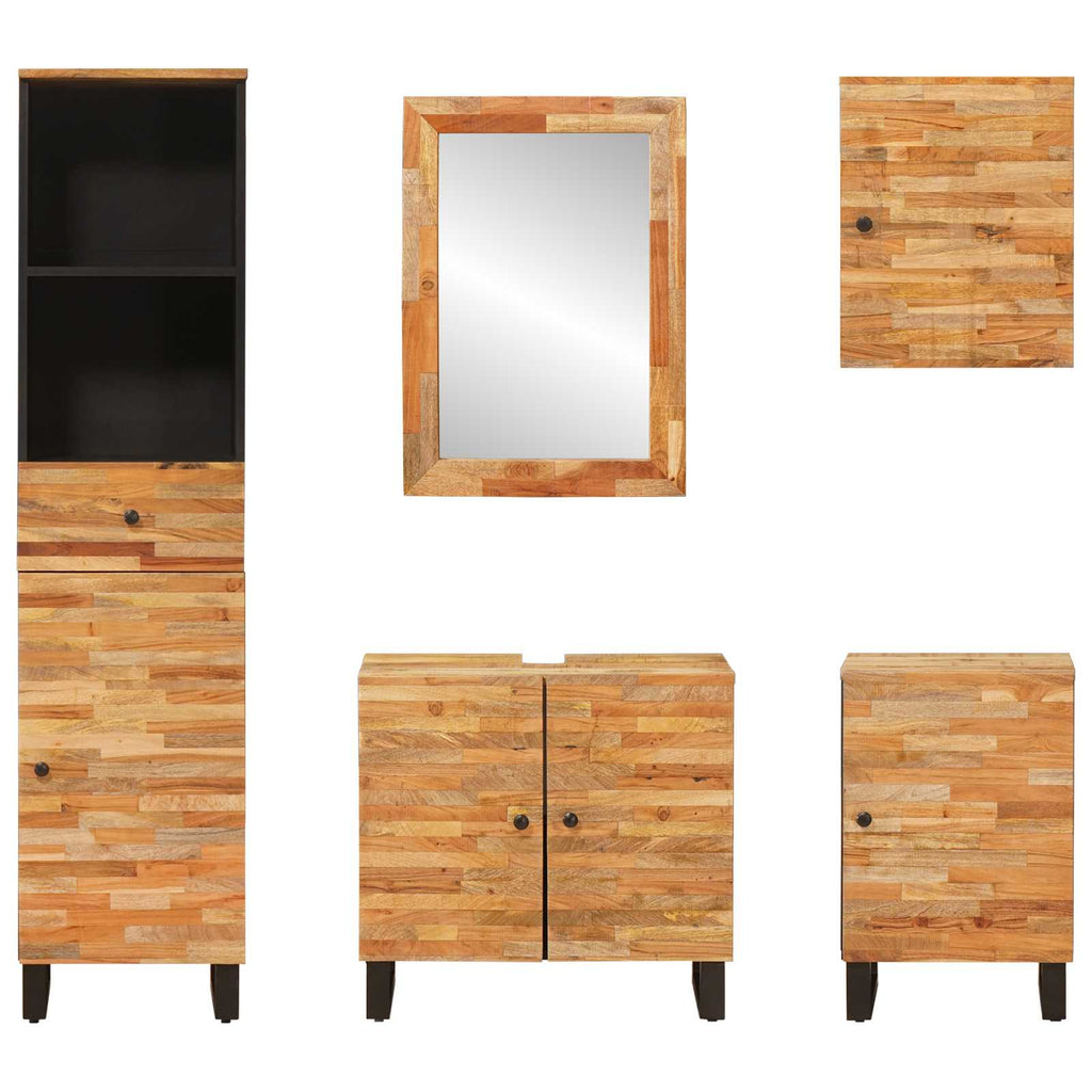 vidaXL Zestawy łazienkowe z szufladą 5 pcs Naturalny Drewno z mango