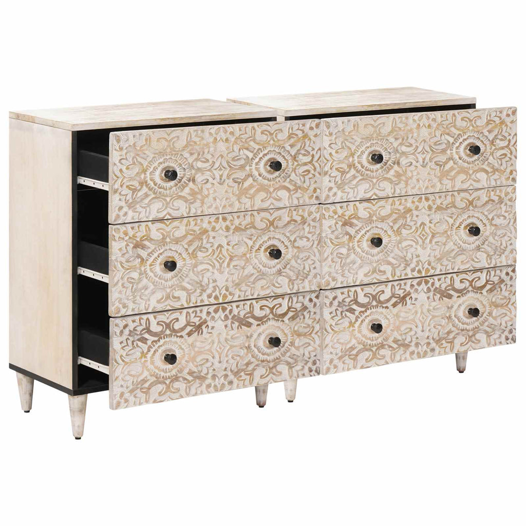 vidaXL Bufet 2 szt. 60 x 33,5 x 75 cm Drewno z mango Biały