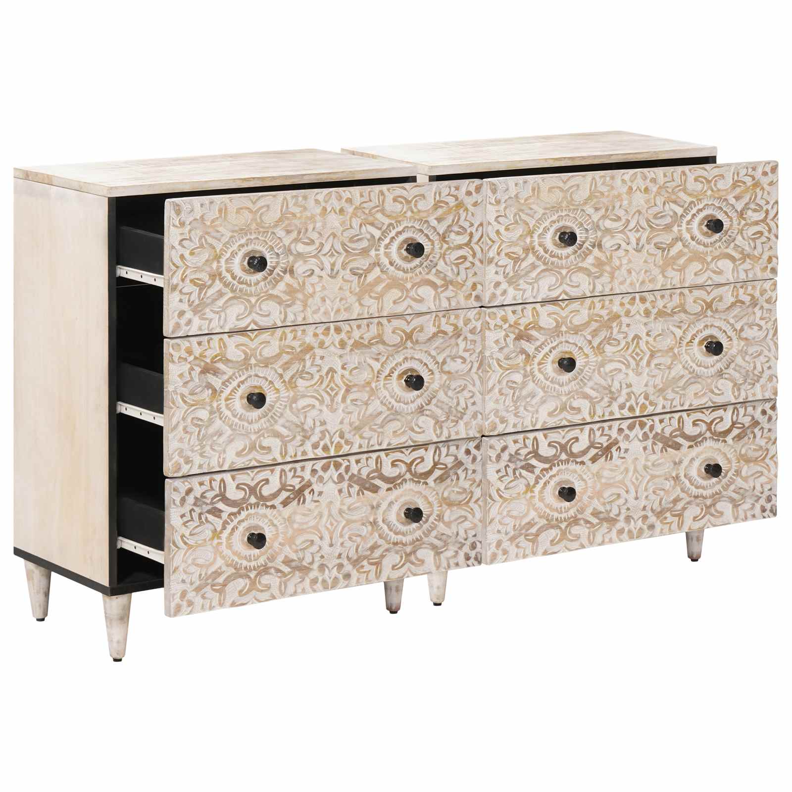 vidaXL Bufet 2 szt. 60 x 33,5 x 75 cm Drewno z mango Biały