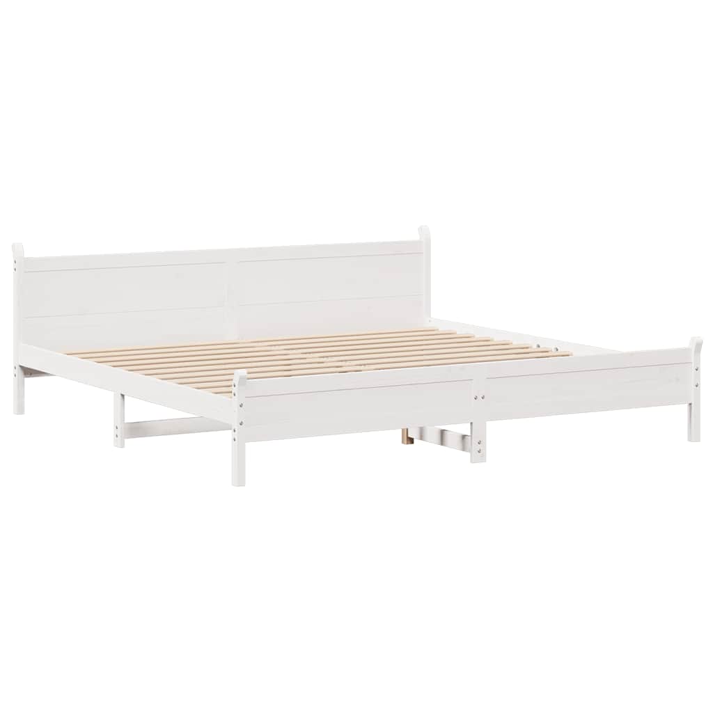 vidaXL Łóżko bez materaca, białe, 200x200 cm, lite drewno sosnowe