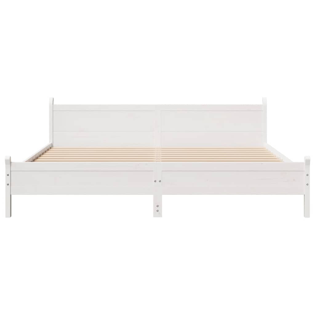 vidaXL Łóżko bez materaca, białe, 200x200 cm, lite drewno sosnowe