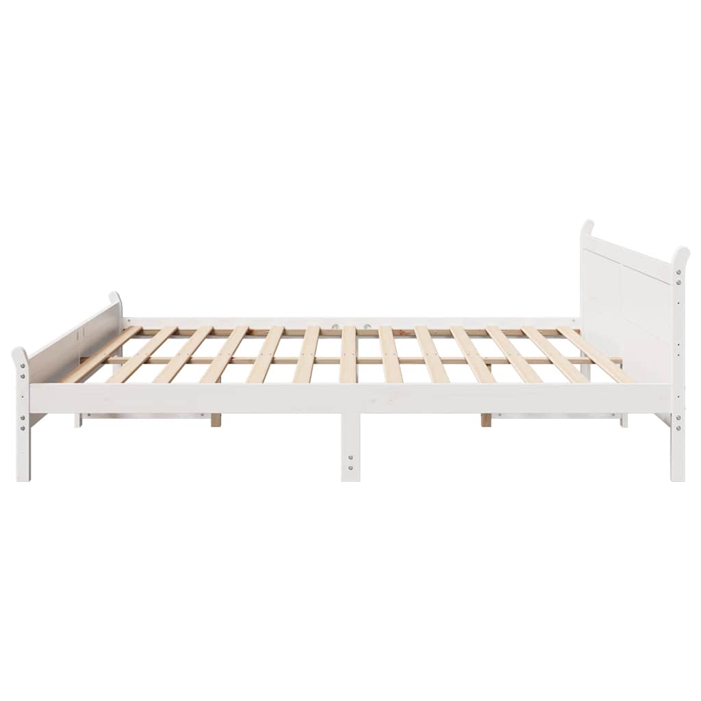 vidaXL Łóżko bez materaca, białe, 200x200 cm, lite drewno sosnowe