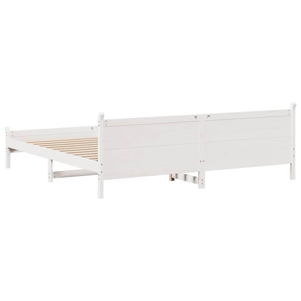 vidaXL Łóżko bez materaca, białe, 200x200 cm, lite drewno sosnowe