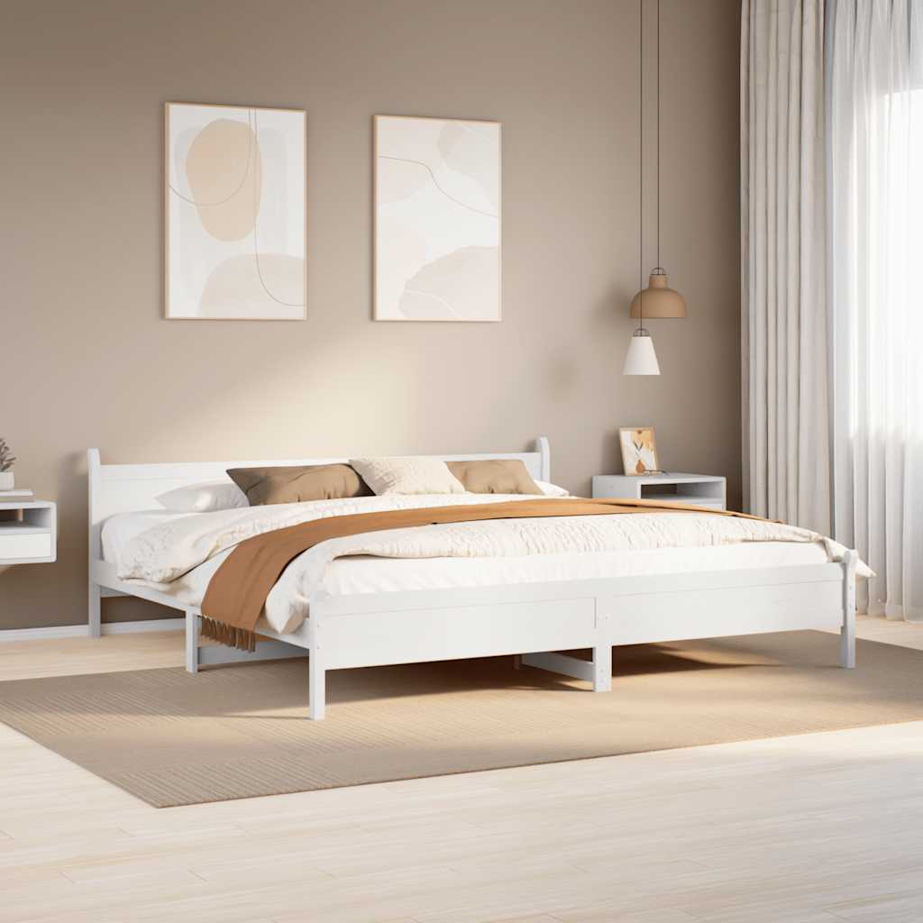 vidaXL Łóżko bez materaca, białe, 200x200 cm, lite drewno sosnowe