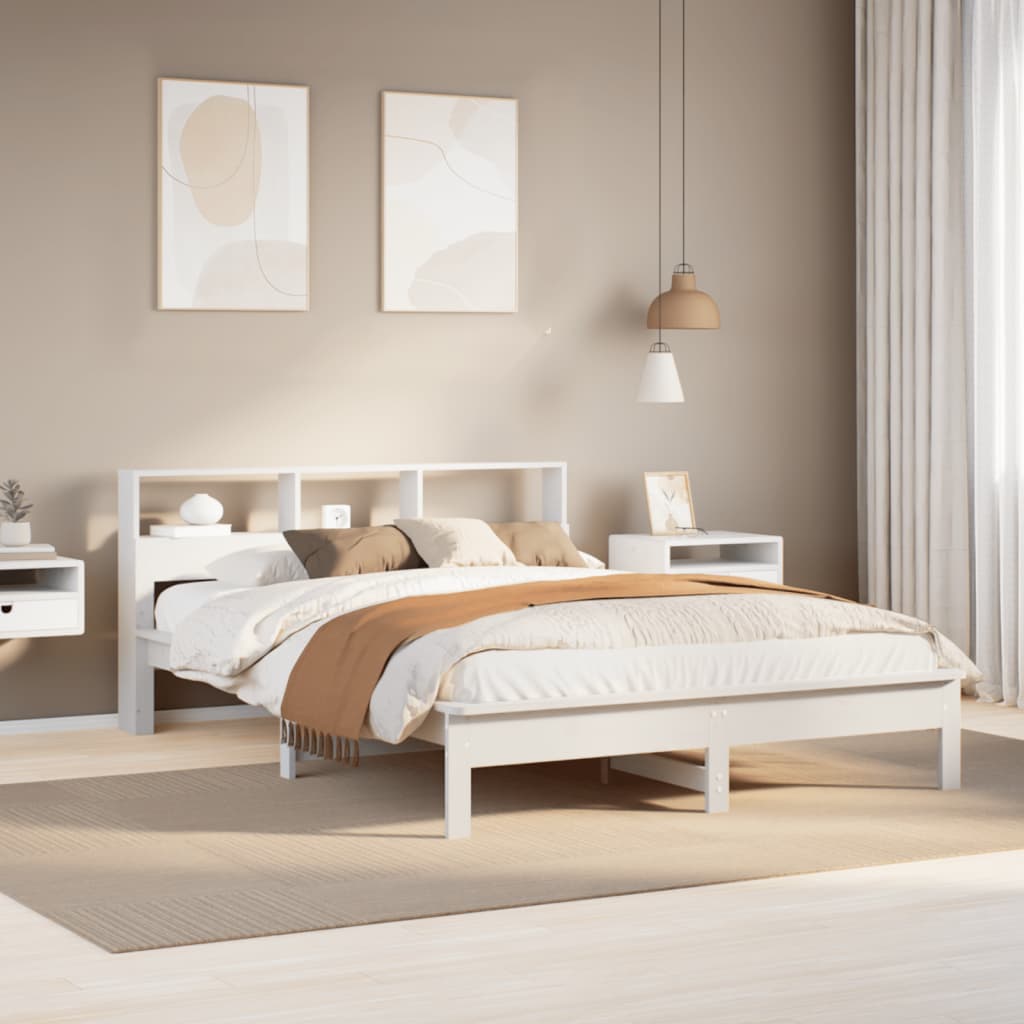 vidaXL Rama łóżka bez materaca, biała, 140x190 cm, lite drewno sosnowe