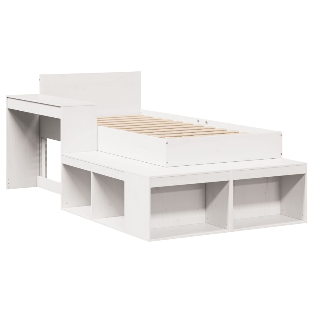 vidaXL Rama łóżka bez materaca, biała, 75x190 cm, lite drewno sosnowe