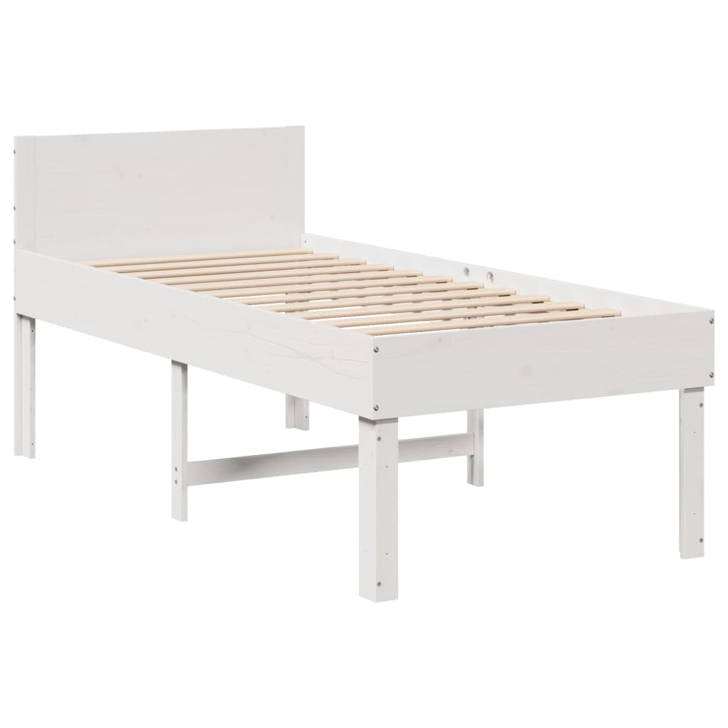 vidaXL Rama łóżka bez materaca, biała, 75x190 cm, lite drewno sosnowe
