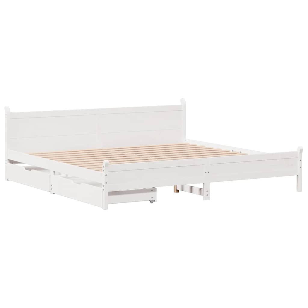 vidaXL Łóżko bez materaca, białe, 200x200 cm, lite drewno sosnowe