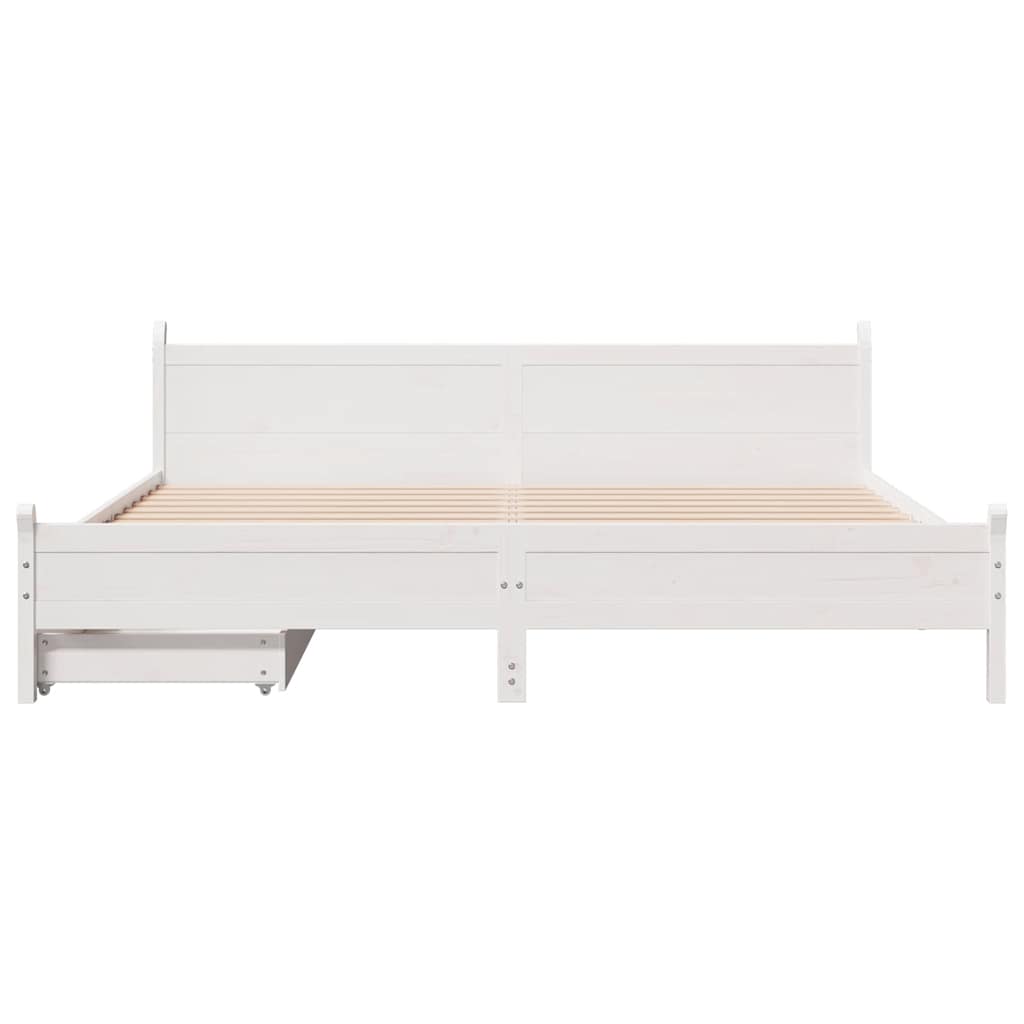 vidaXL Łóżko bez materaca, białe, 200x200 cm, lite drewno sosnowe