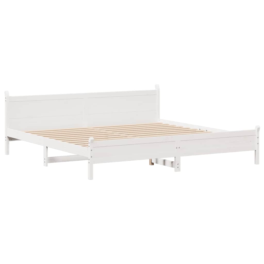 vidaXL Łóżko bez materaca, białe, 200x200 cm, lite drewno sosnowe