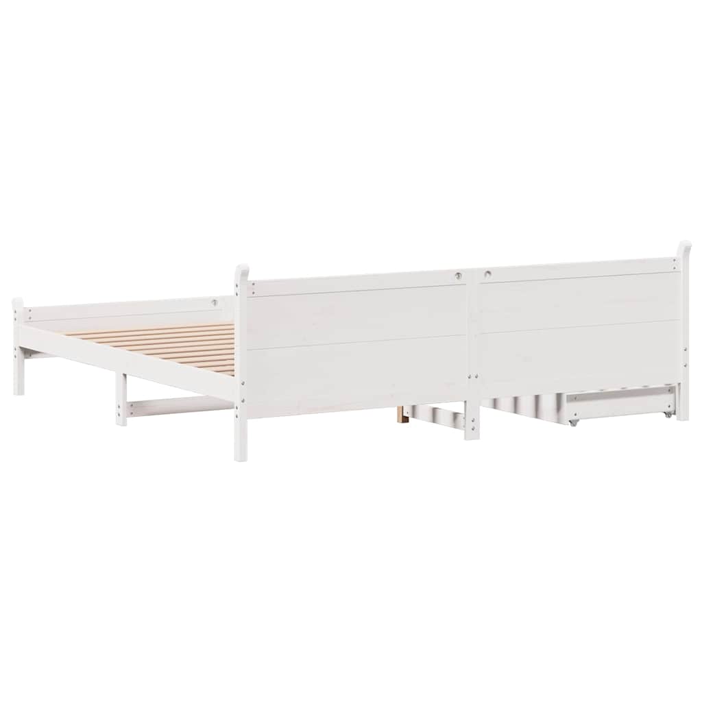 vidaXL Łóżko bez materaca, białe, 200x200 cm, lite drewno sosnowe