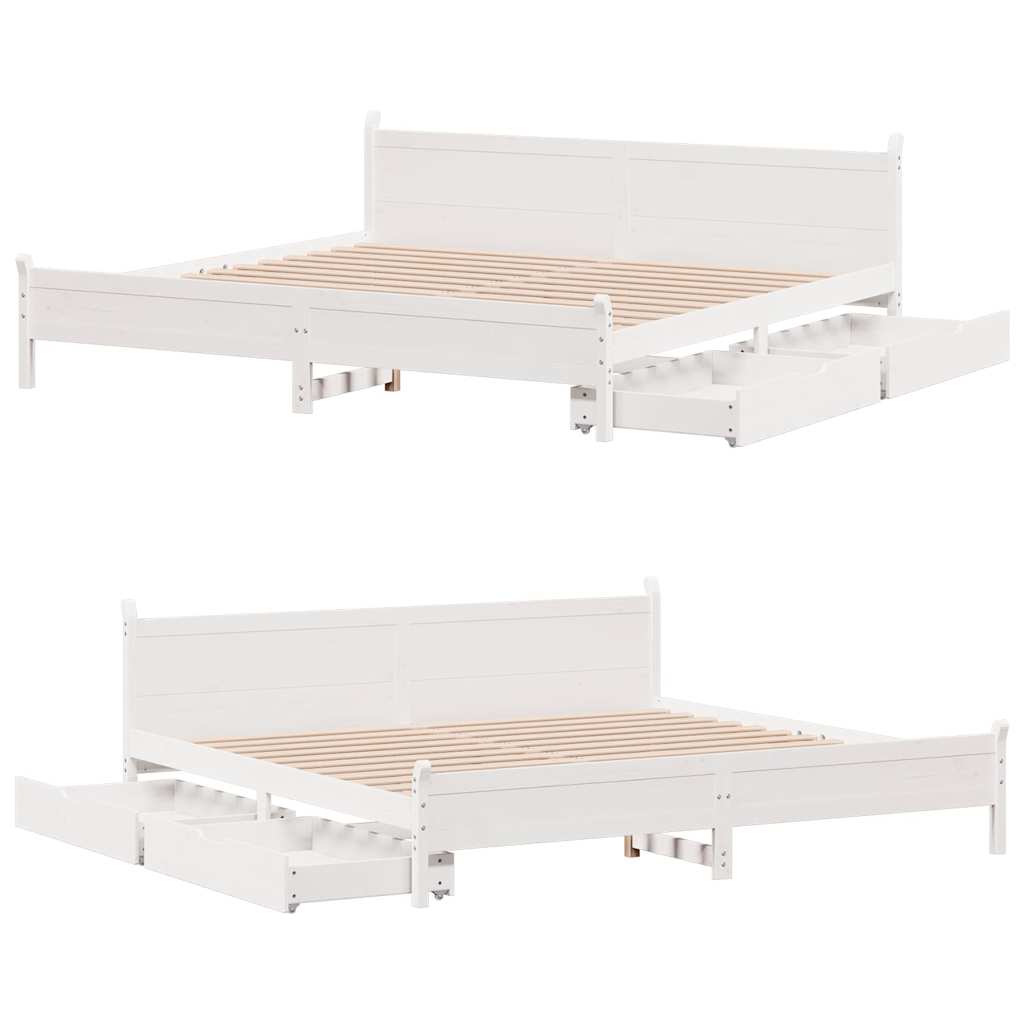vidaXL Łóżko bez materaca, białe, 200x200 cm, lite drewno sosnowe