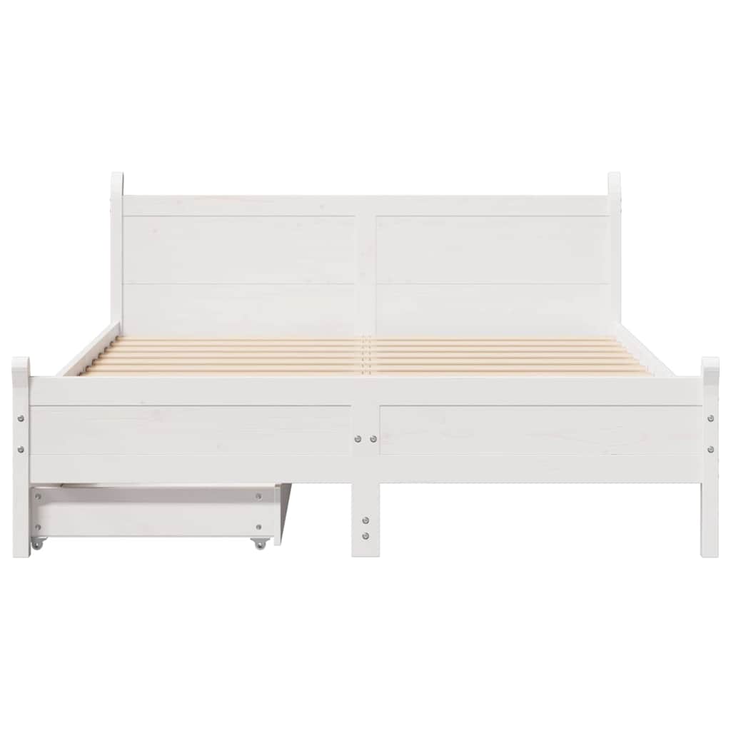 vidaXL Rama łóżka bez materaca, biała, 150x200 cm, lite drewno sosnowe