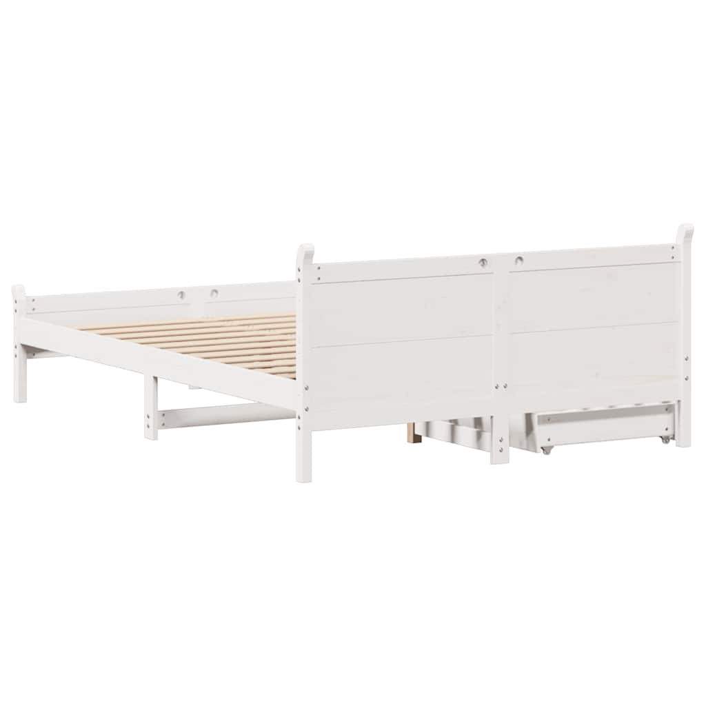 vidaXL Rama łóżka bez materaca, biała, 140x190 cm, lite drewno sosnowe