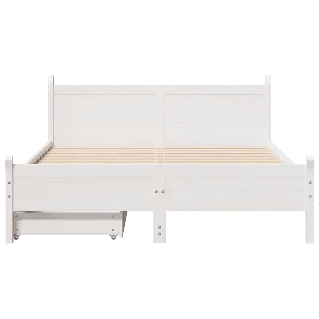 vidaXL Rama łóżka bez materaca, biała, 135x190 cm, lite drewno sosnowe