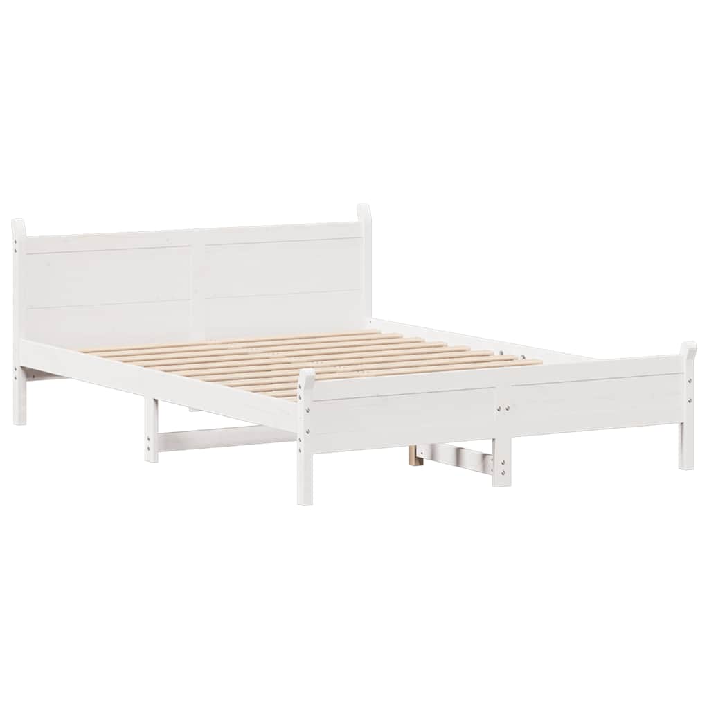 vidaXL Rama łóżka bez materaca, biała, 120x190 cm, lite drewno sosnowe
