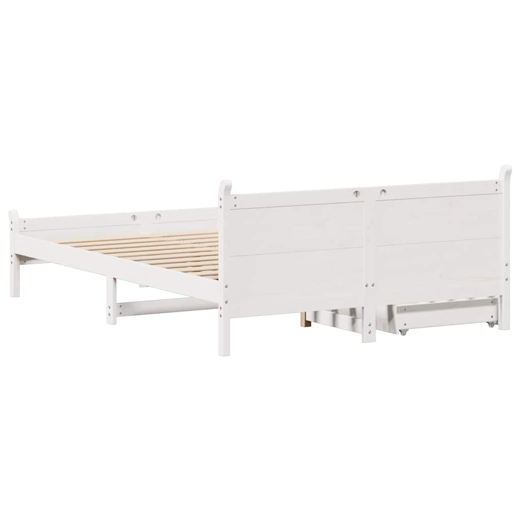 vidaXL Rama łóżka bez materaca, biała, 120x190 cm, lite drewno sosnowe