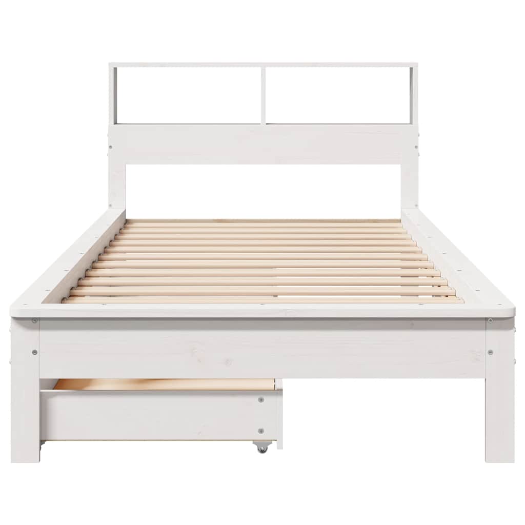vidaXL Łóżko z regałem, bez materaca, białe, 100x200 cm, sosnowe
