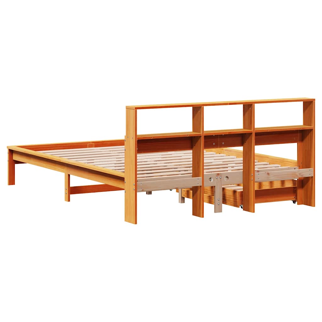 vidaXL Łóżko z regałem, bez materaca, 135x190 cm, drewno sosnowe