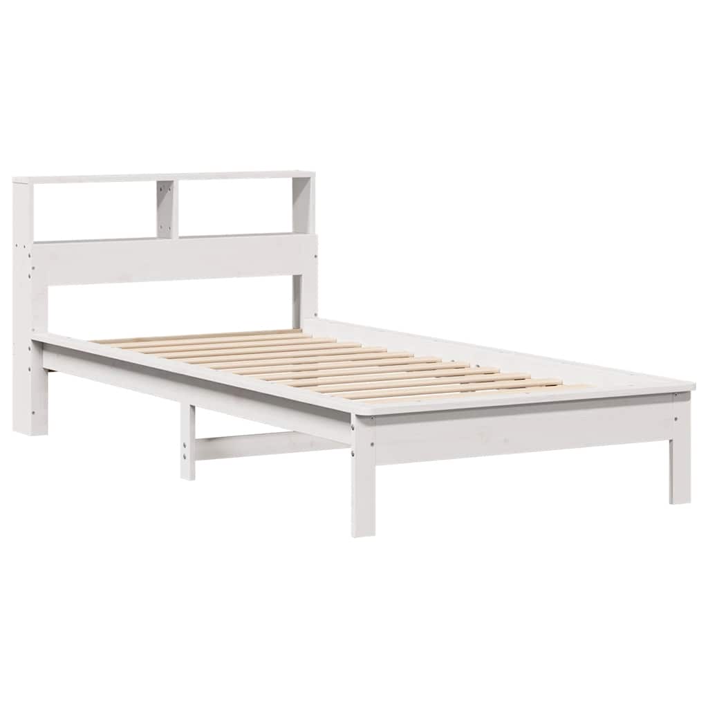 vidaXL Łóżko z regałem, bez materaca, białe, 90x190 cm, sosnowe