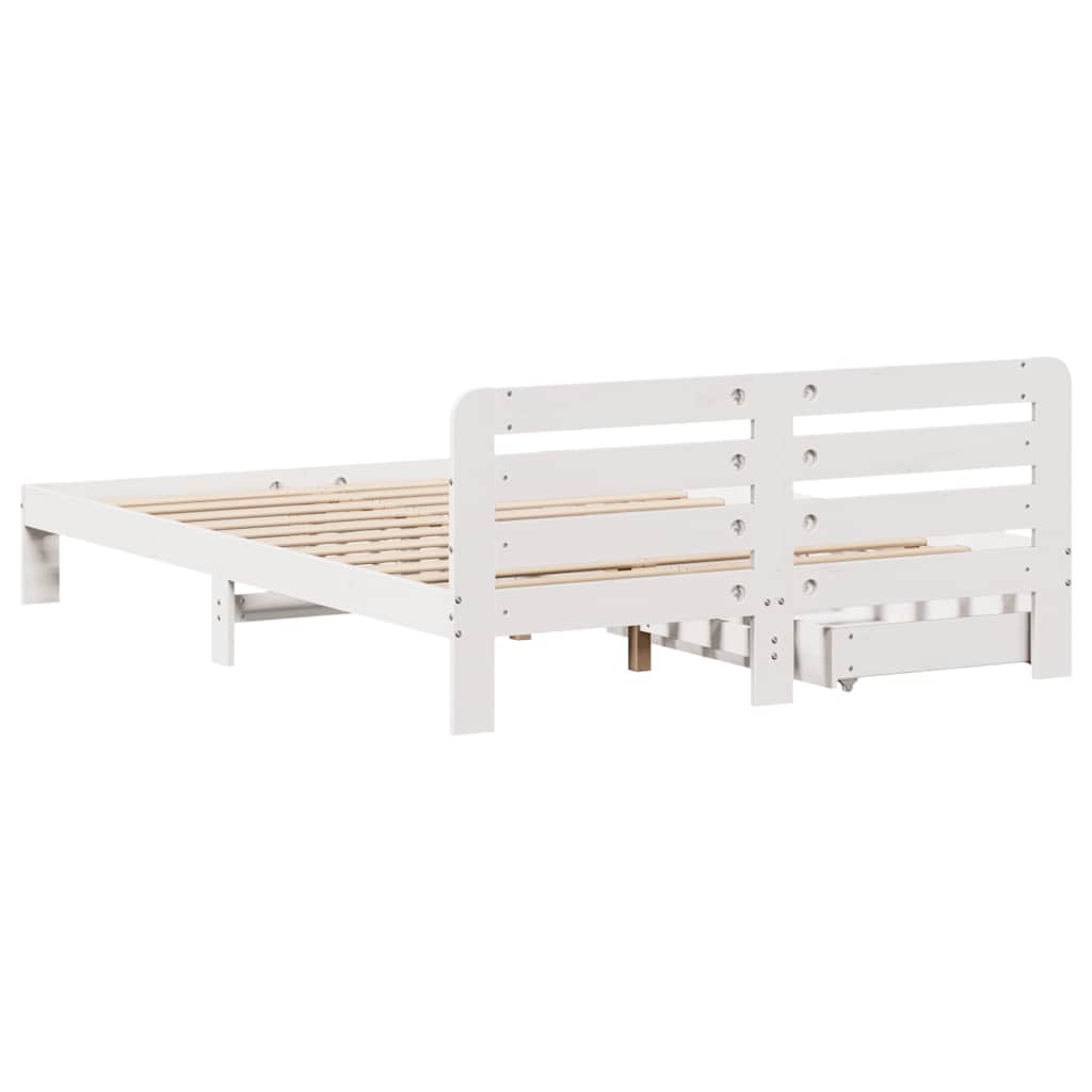 vidaXL Rama łóżka bez materaca, biała, 150x200 cm, lite drewno sosnowe