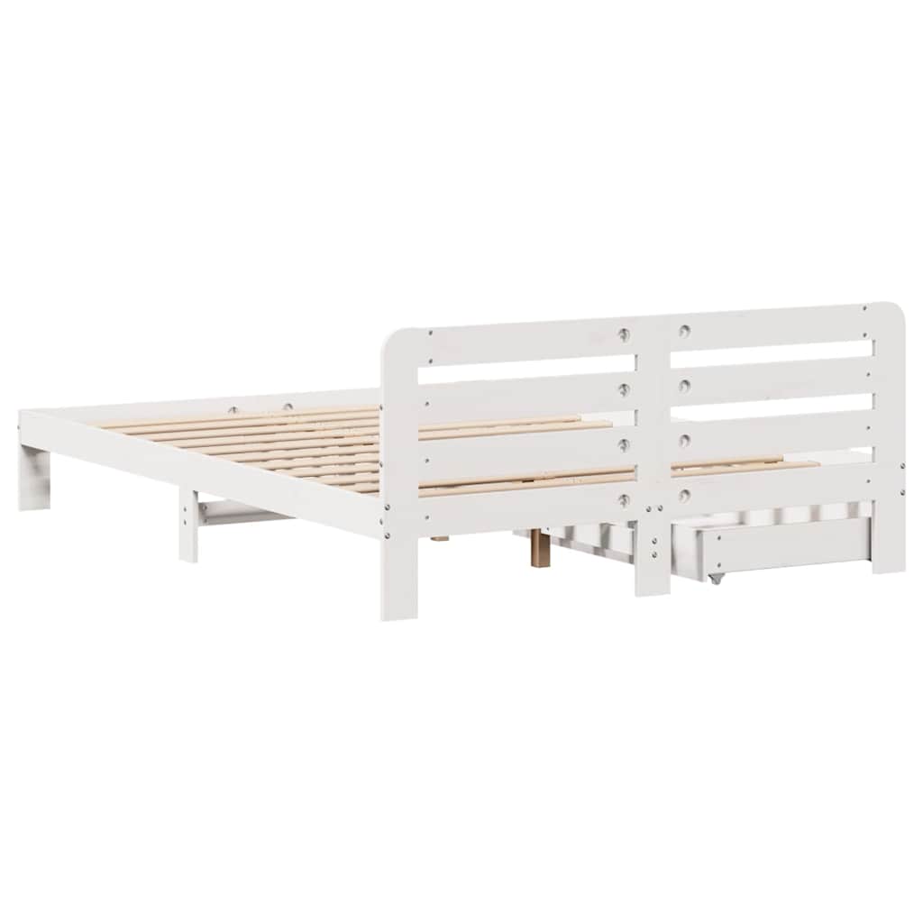 vidaXL Rama łóżka bez materaca, biała, 160x200 cm, lite drewno sosnowe