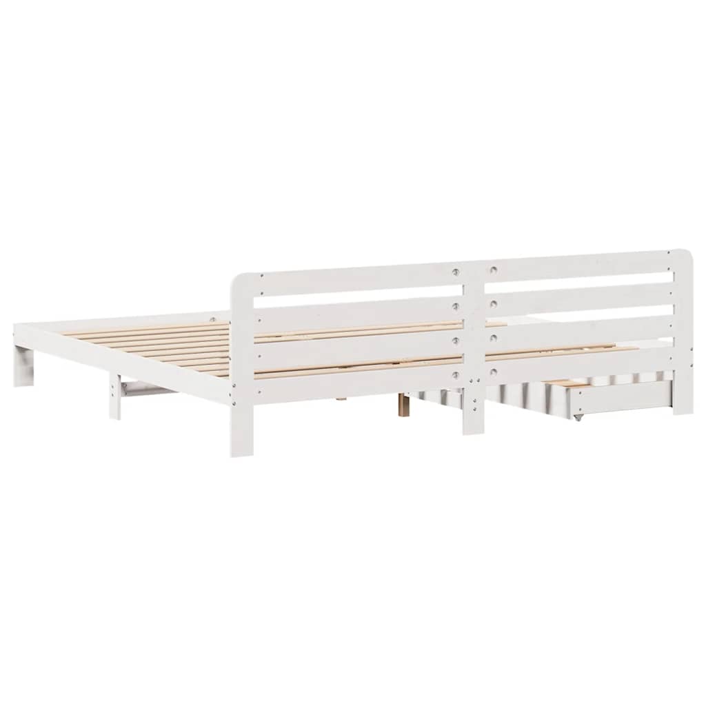 vidaXL Rama łóżka bez materaca, biała, 180x200 cm, lite drewno sosnowe