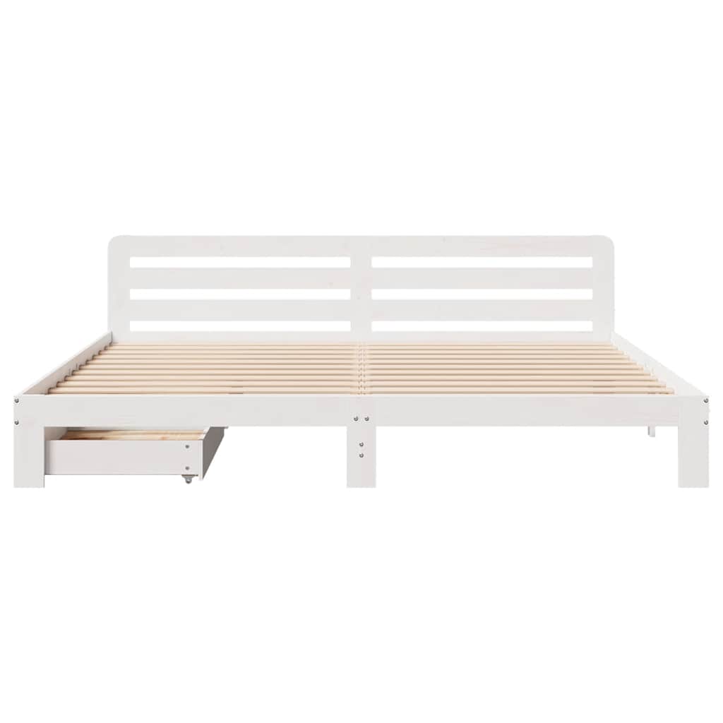 vidaXL Łóżko bez materaca, białe, 200x200 cm, lite drewno sosnowe