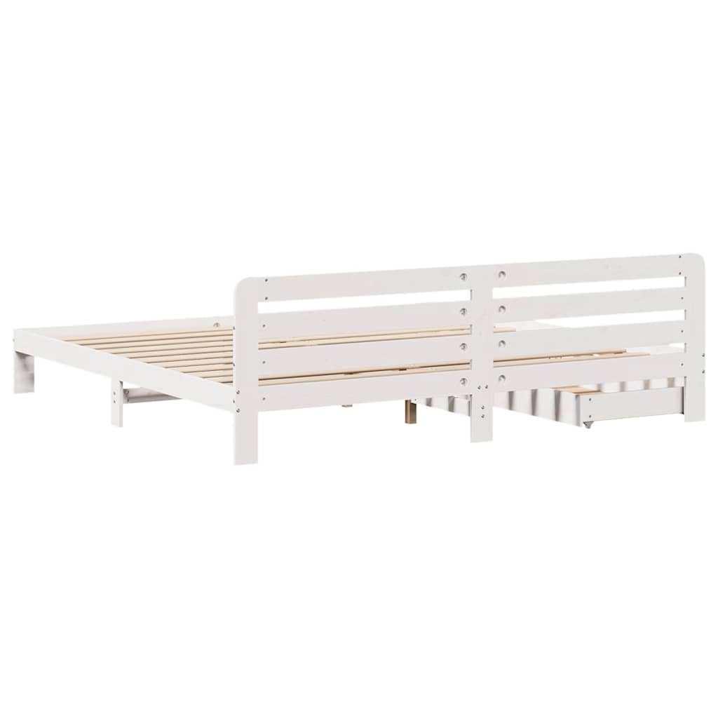 vidaXL Łóżko bez materaca, białe, 200x200 cm, lite drewno sosnowe