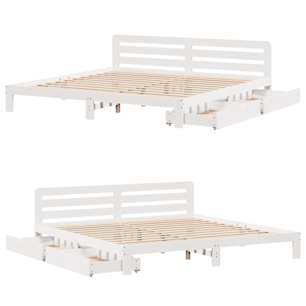 vidaXL Łóżko bez materaca, białe, 200x200 cm, lite drewno sosnowe