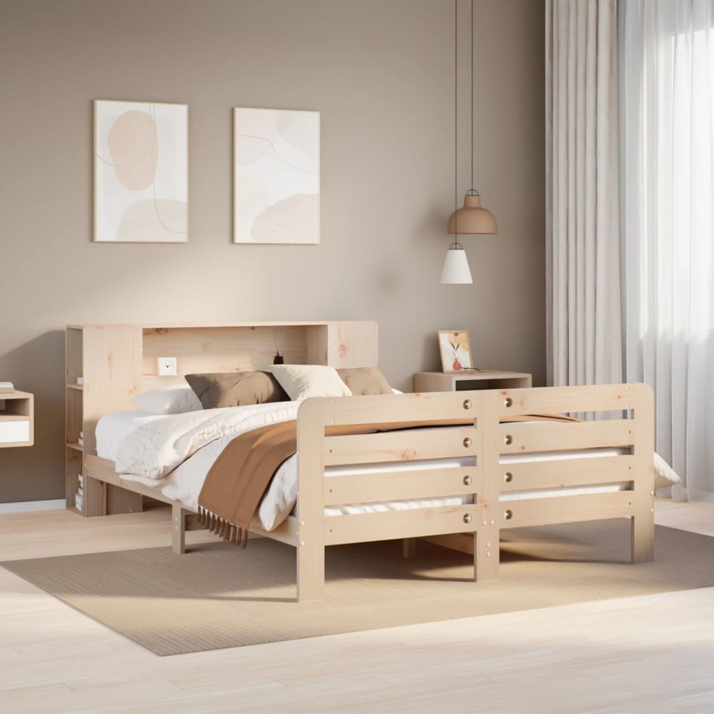 vidaXL Rama łóżka bez materaca, 135x190 cm, lite drewno sosnowe