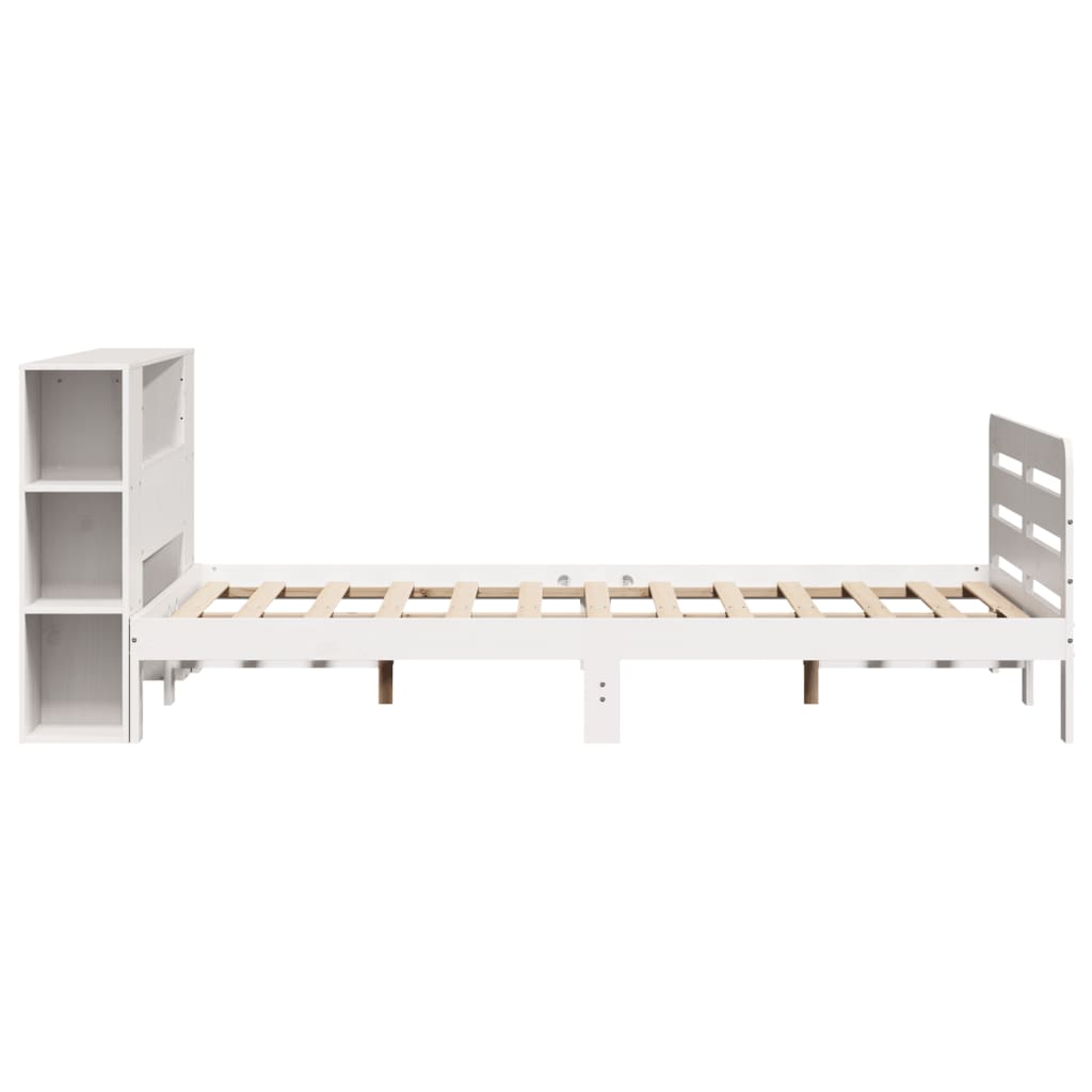 vidaXL Rama łóżka bez materaca, biała, 135x190 cm, lite drewno sosnowe