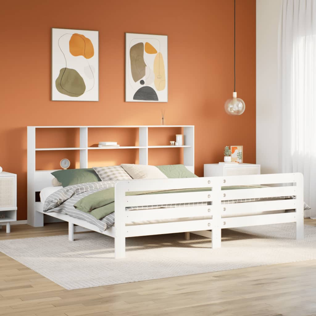 vidaXL Rama łóżka bez materaca, biała, 180x200 cm, lite drewno sosnowe