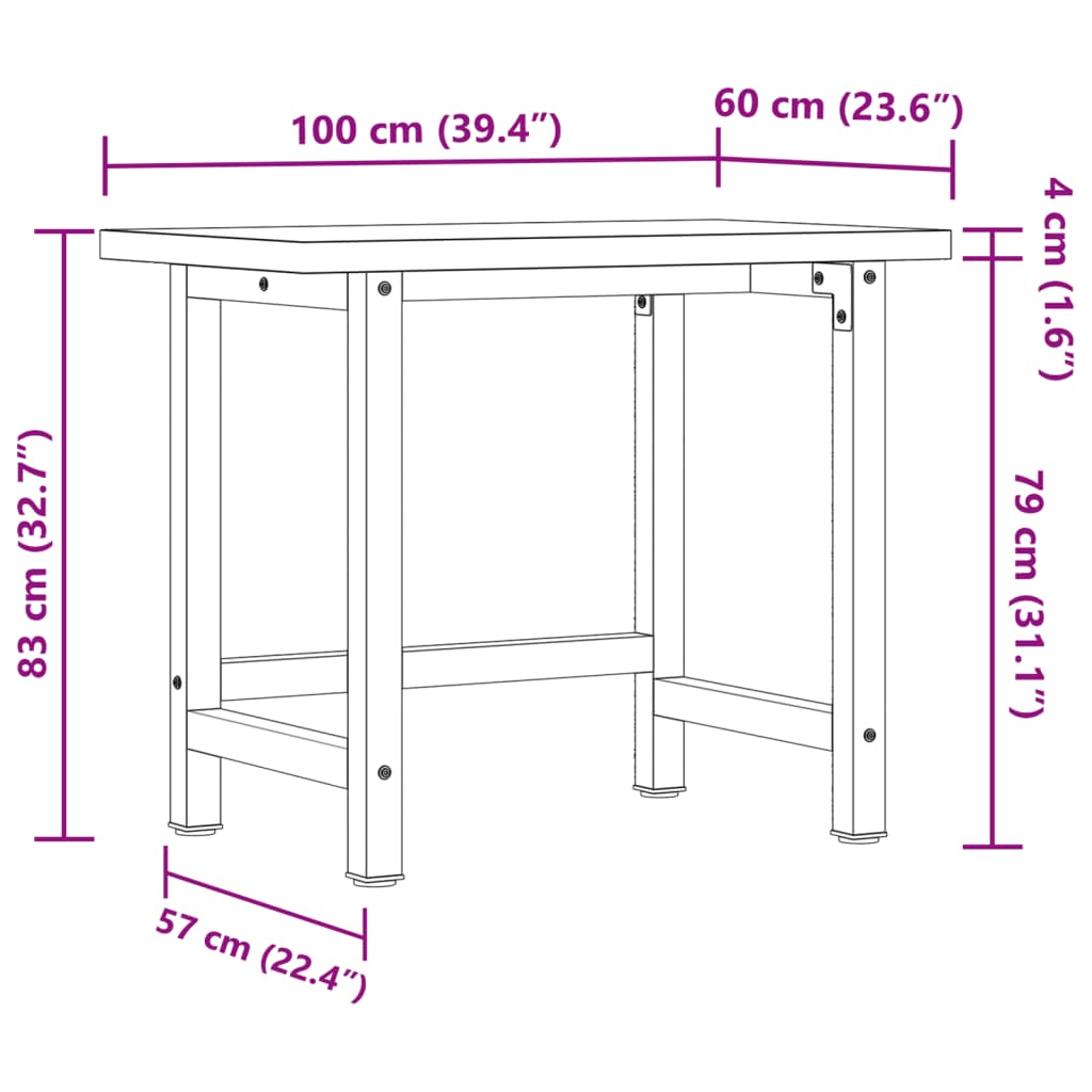vidaXL Stolik roboczy, 100x60x83 cm, prostokątny, lite drewno akacjowe