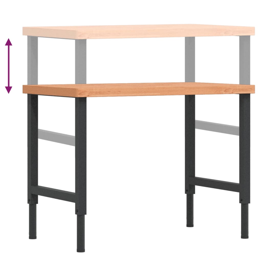 vidaXL Stolik roboczy, 100x60x(73-99,5) cm, prostokątny, drewno bukowe