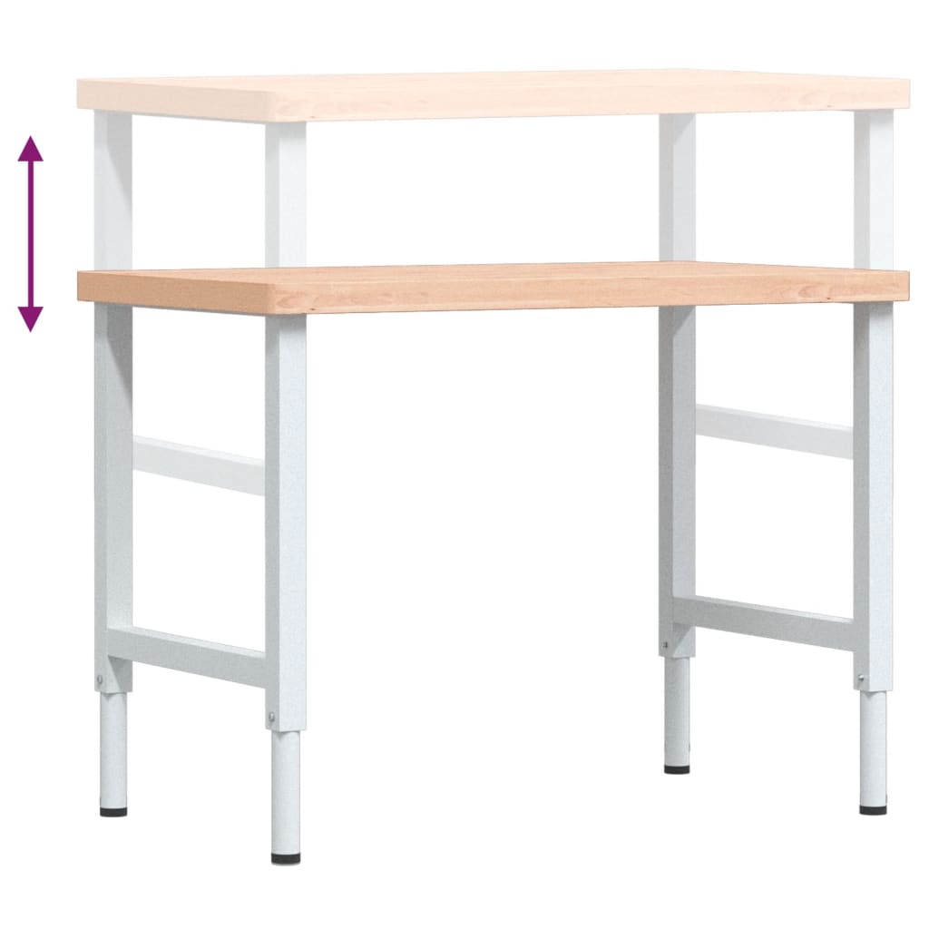 vidaXL Stolik roboczy, 100x60x(73-99,5) cm, prostokątny, drewno bukowe