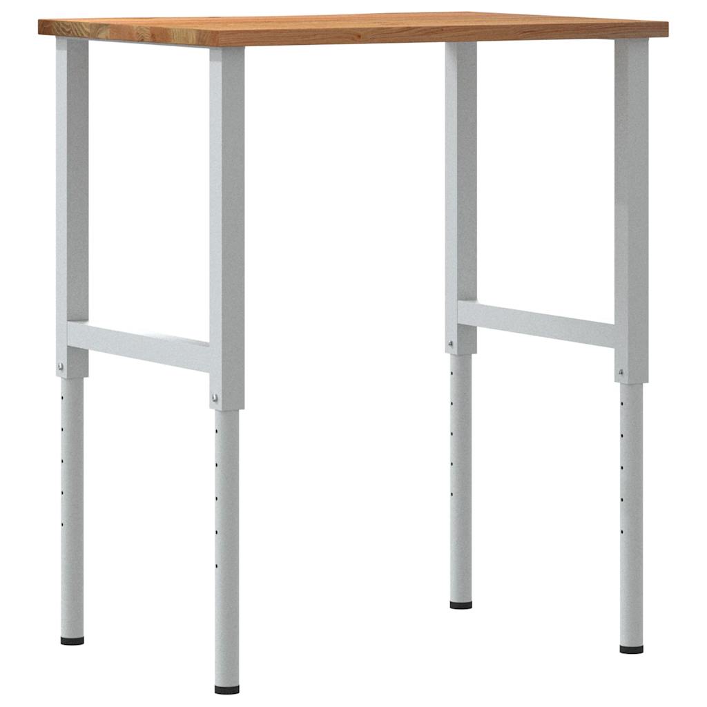 vidaXL Stolik roboczy, jasny brąz, 80x60x(71,5-98) cm, drewno dębowe
