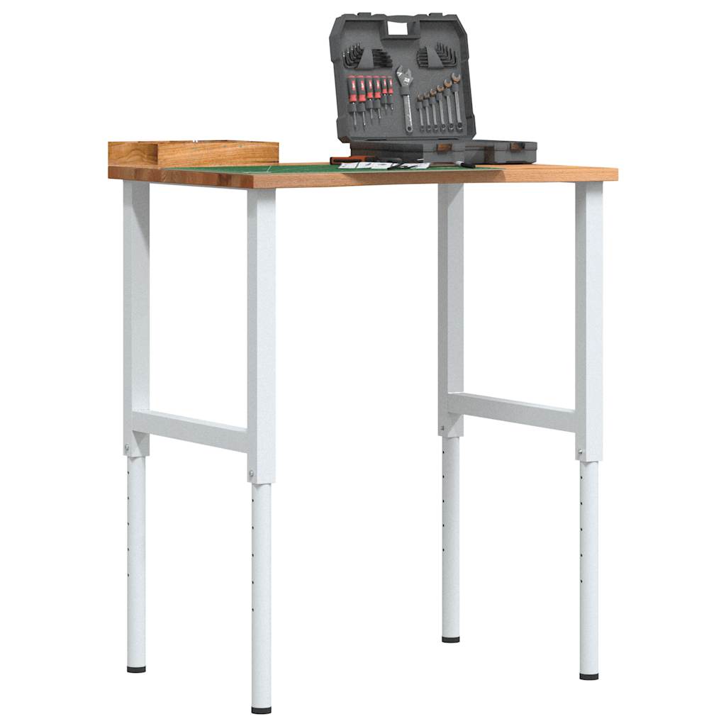 vidaXL Stolik roboczy, jasny brąz, 80x60x(71,5-98) cm, drewno dębowe