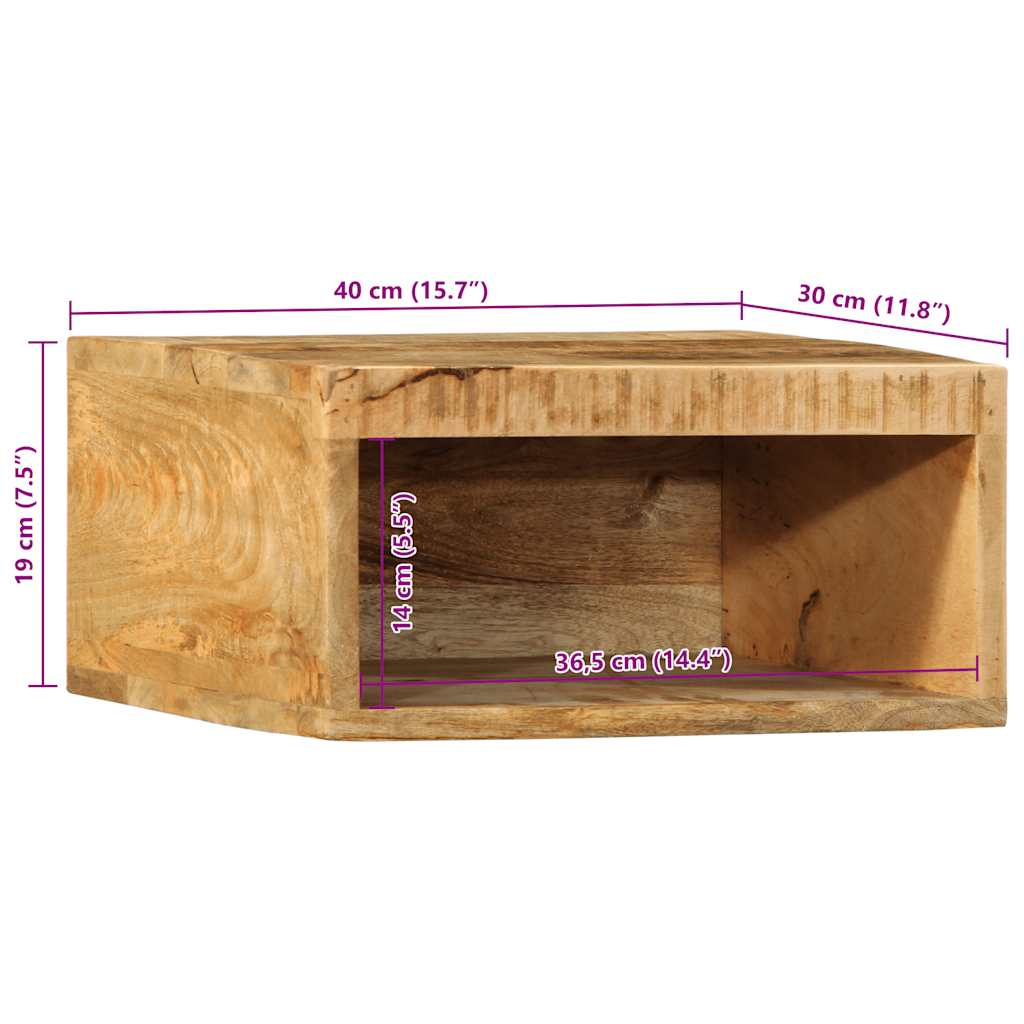 vidaXL Ścienna szafka pod TV, 40x30x19 cm, surowe drewno mango