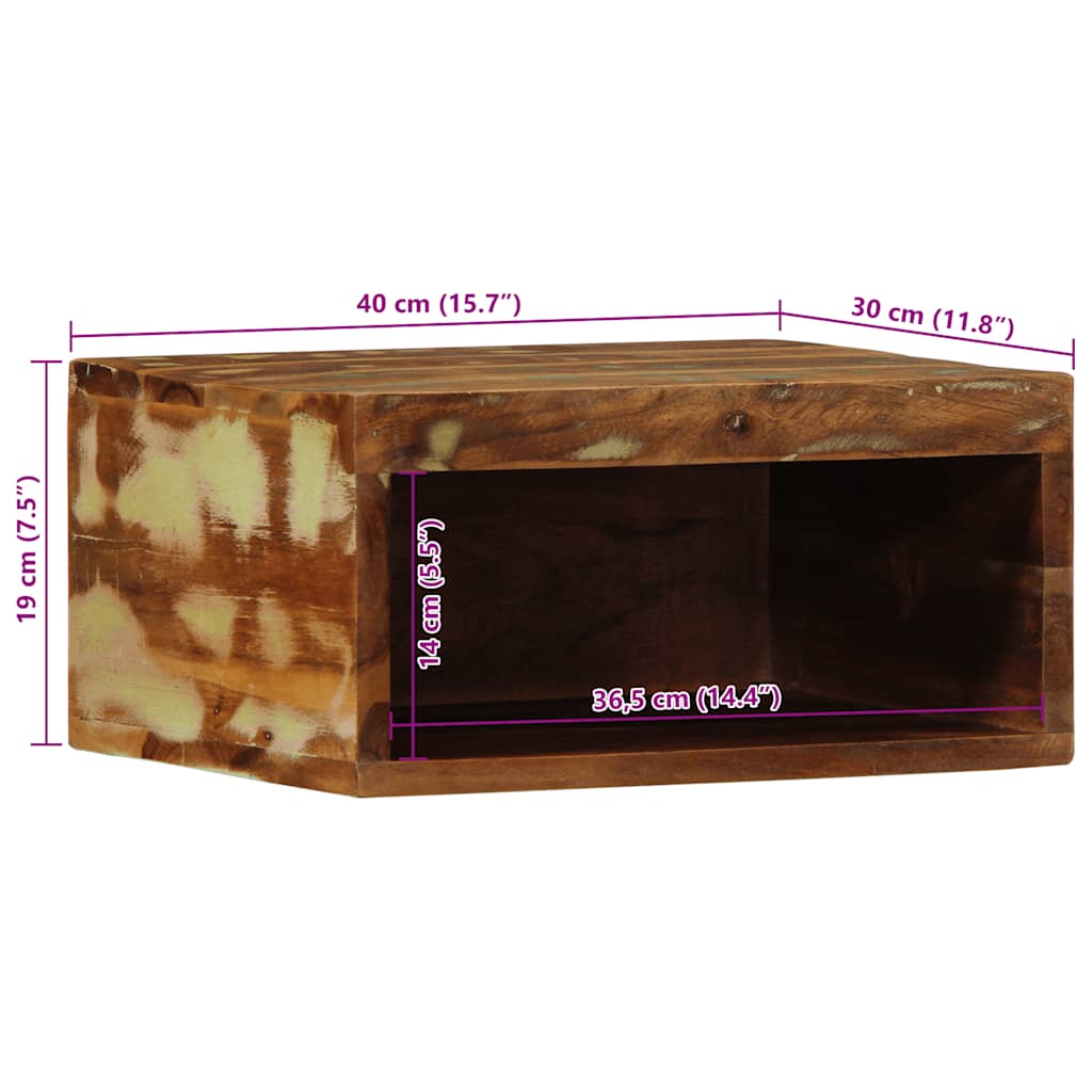 vidaXL Ścienna szafka pod TV, 40x30x19 cm, lite drewno z odzysku