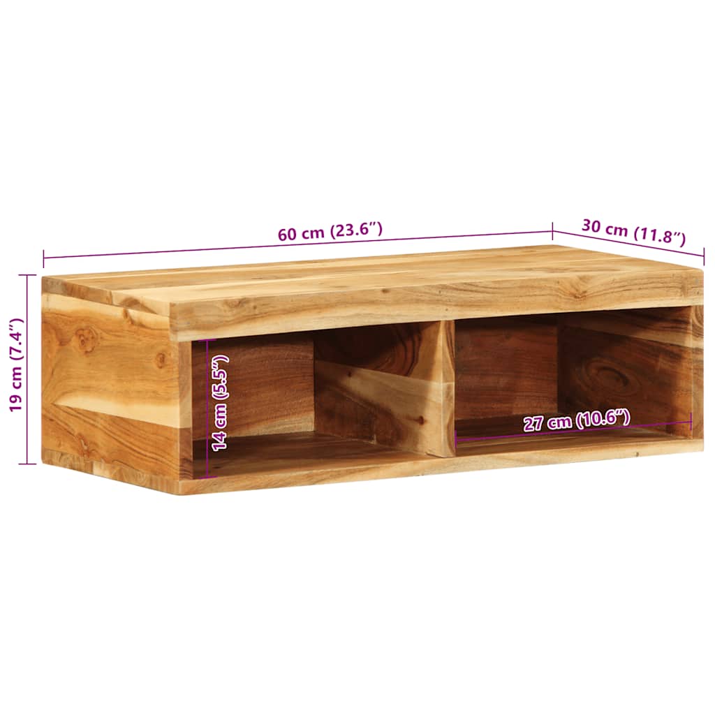 vidaXL Ścienna szafka pod TV, 60x30x19 cm, lite drewno akacjowe