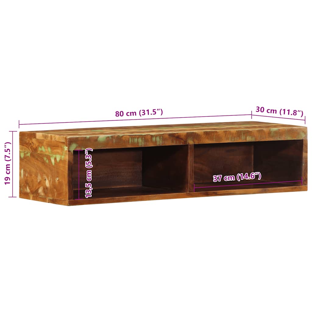 vidaXL Ścienna szafka pod TV, 80x30x19 cm, lite drewno z odzysku