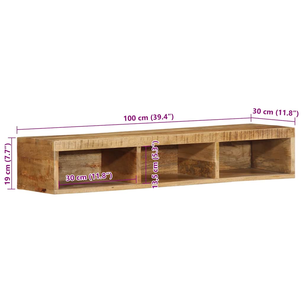 vidaXL Ścienna szafka pod TV, 100x30x19 cm, surowe drewno mango