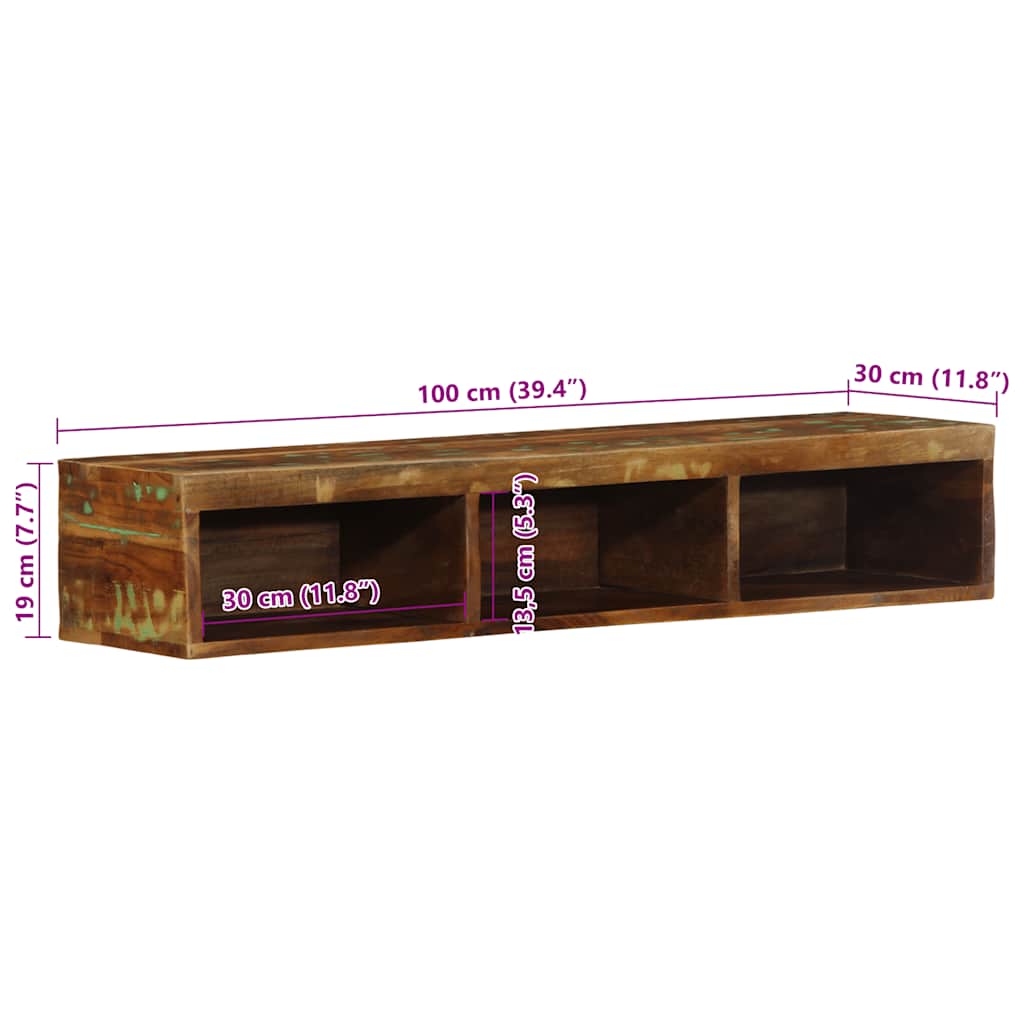 vidaXL Ścienna szafka pod TV, 100x30x19 cm, lite drewno z odzysku