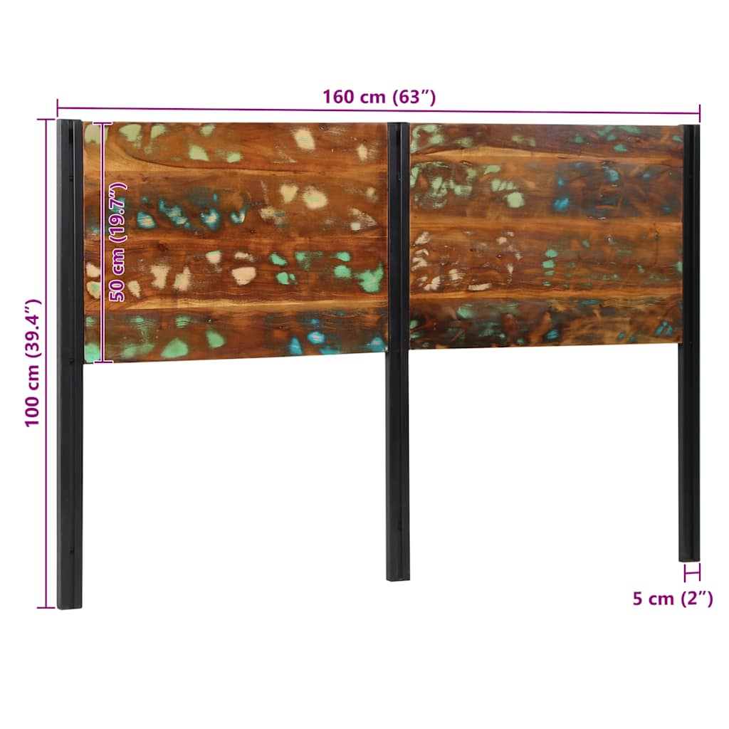 vidaXL Zagłówek 160 cm lite drewno odzyskane i żelazo