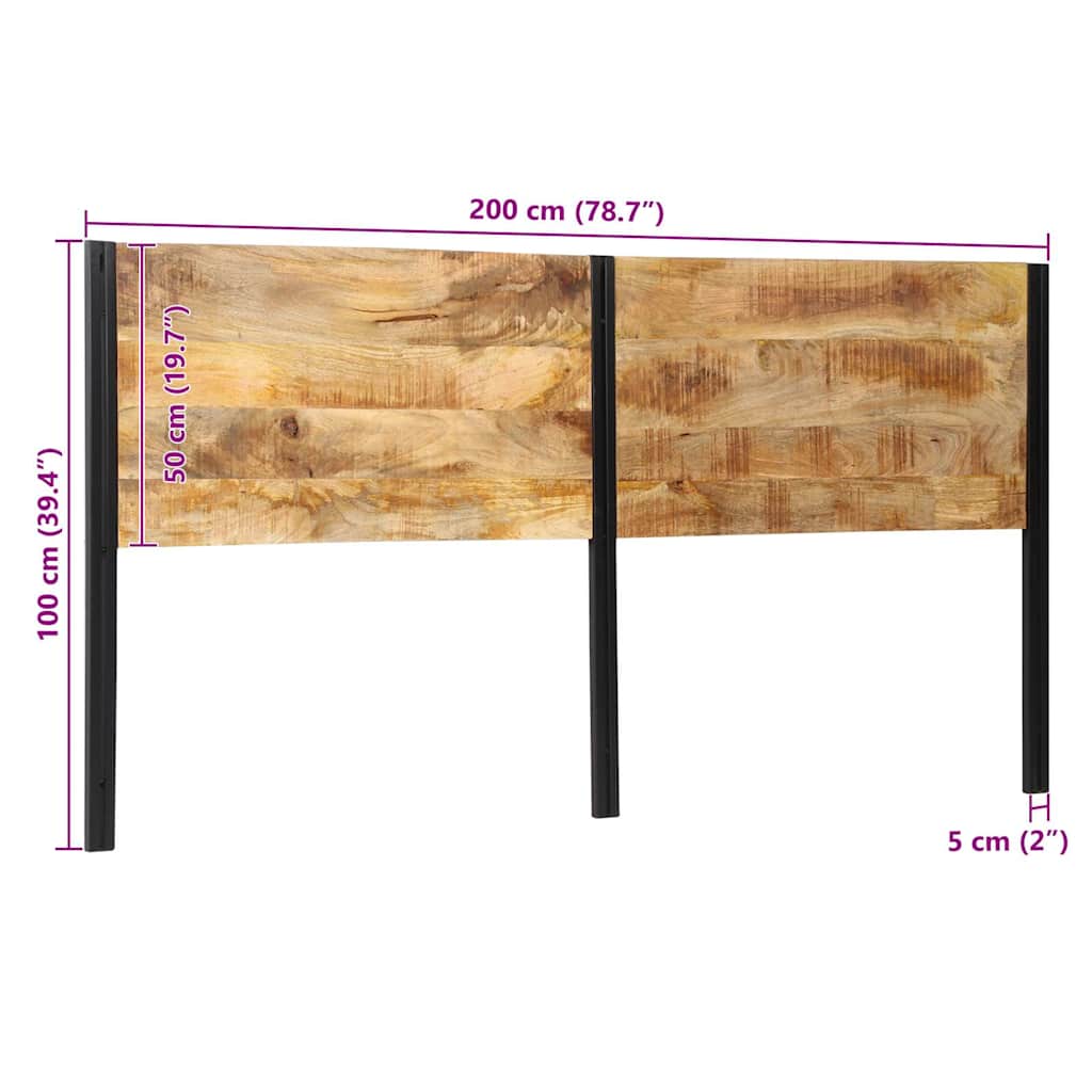 vidaXL Zagłówek 200 cm lite drewno mango i żelazo